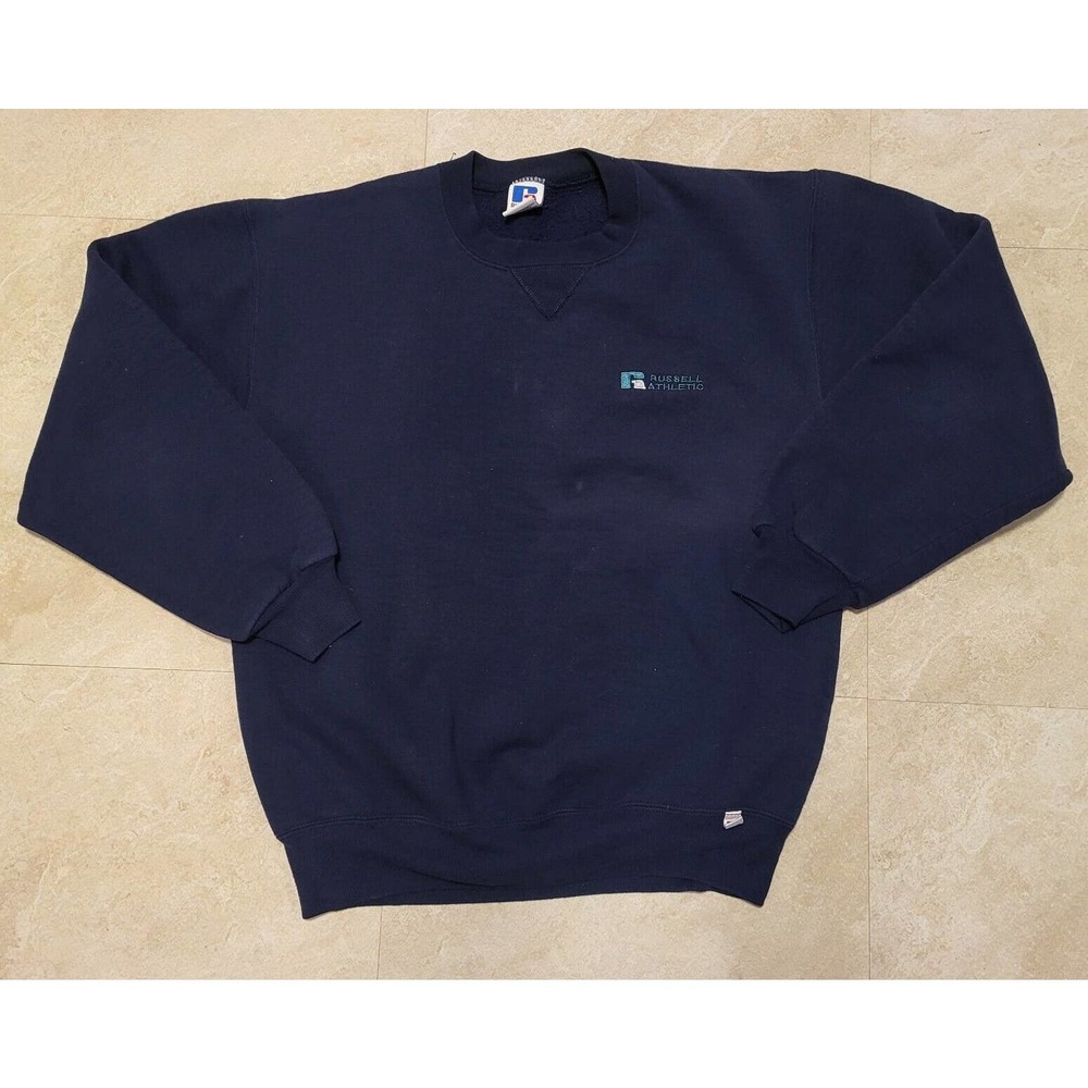 VTG Russell Athletic Spell Out Logo Embroidered Crewneck Sweatshirt USA M Medium